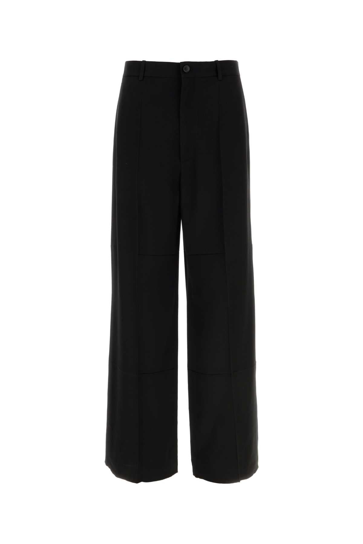 Balenciaga Men Black Twill Wide-Leg Pant