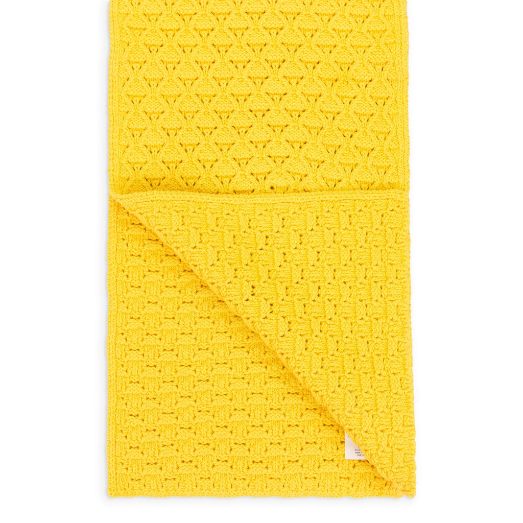 YELLOW EYELET KNIT SCARF
