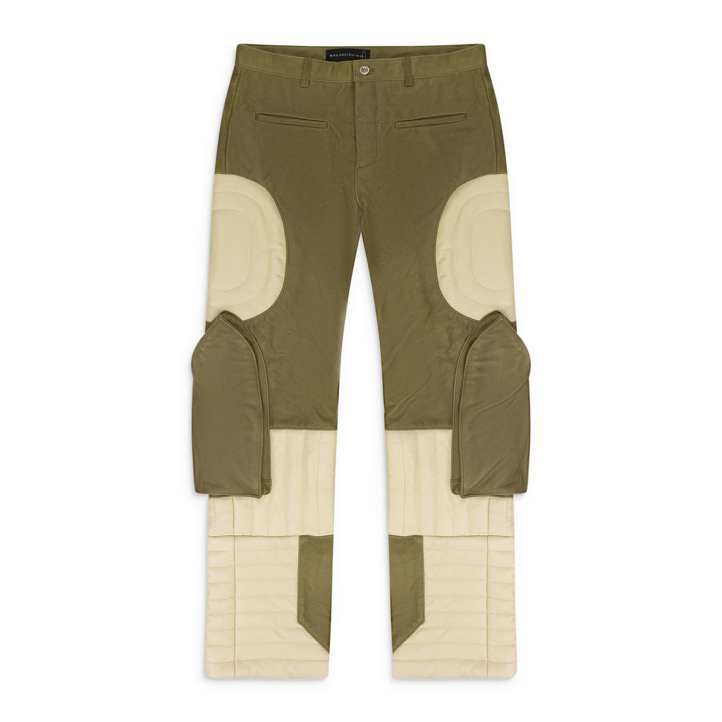 TAN RAISED WINDOW (LEATHER) PANTS