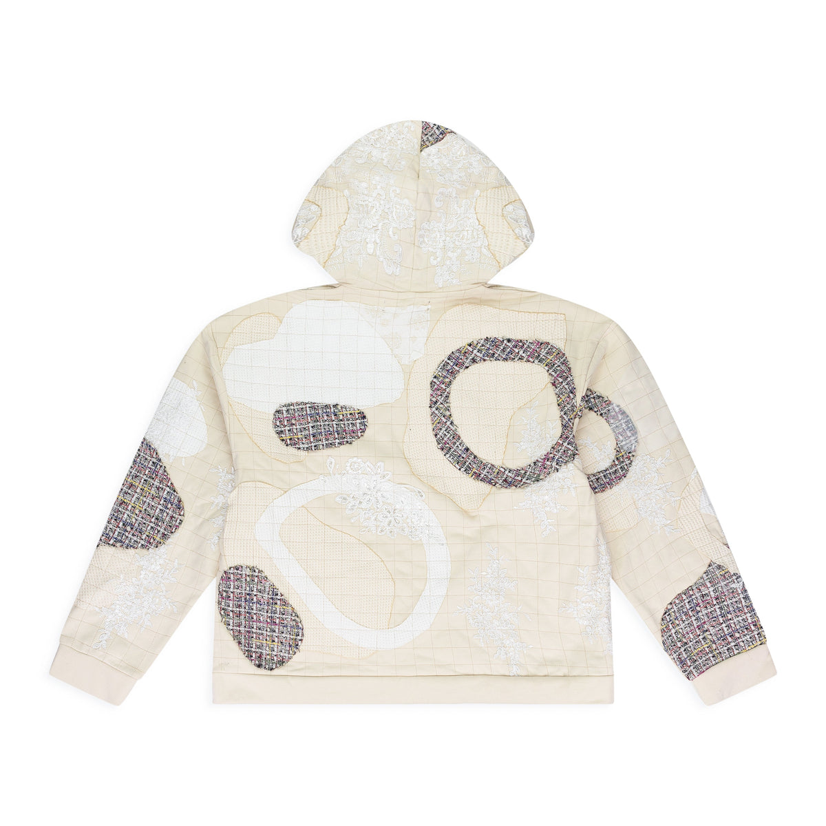 CREAM TWEED PATCHWORK HOODIE