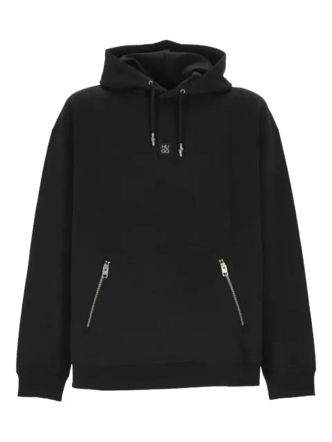 HUGO logo-plaque zip-pocket hoodie