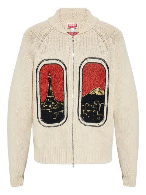 Kenzo eiffel tower mount fuji wool cardigan