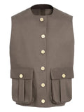 Barrie button-fastening sleeveless jacket