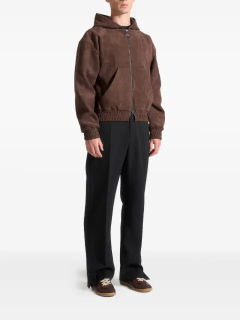 Manière De Voir Cropped suede hoodie - brown