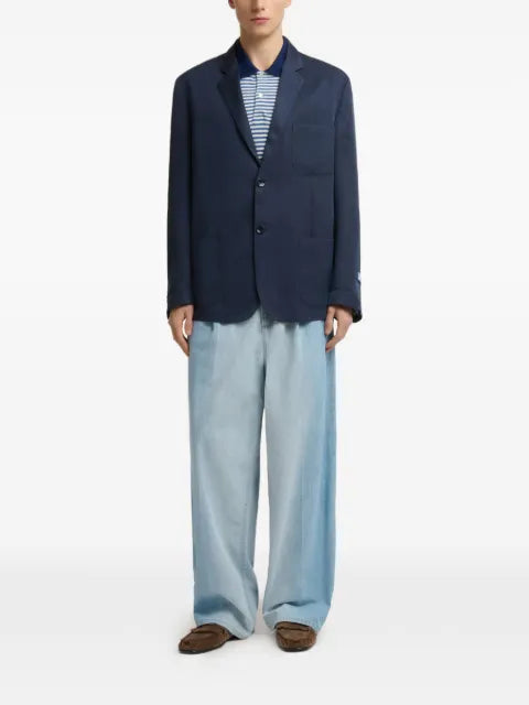 Marni deep blue satin single-breasted jacket