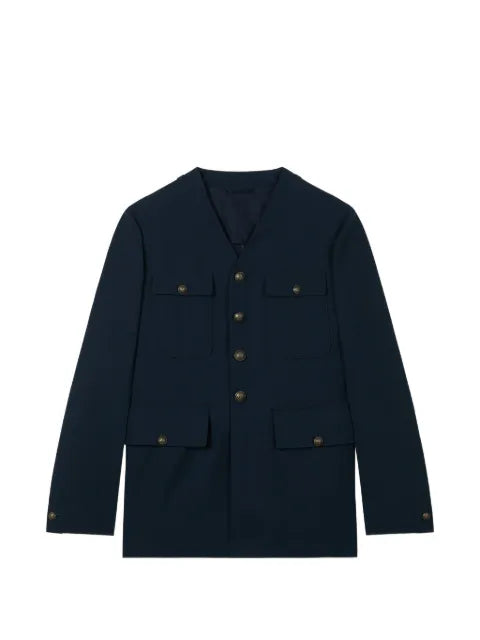 Kenzo collarless pocket-details button-up jacket