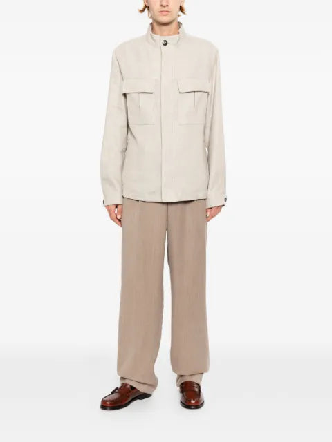 Zegna stand-collar flap-pocket jacket