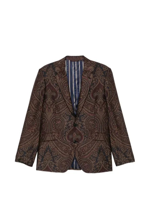 ETRO single-breasted wool-blend jacquard jacket with Paisley motif