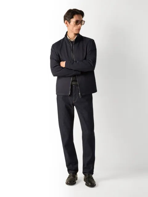 Zegna navy blue microfiber Motorin 100cc blouson