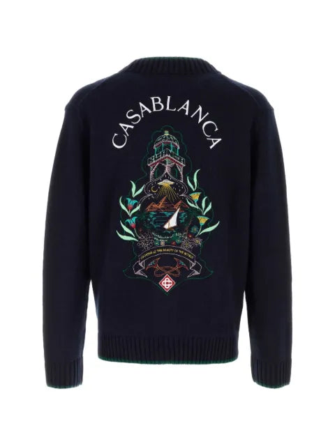 Casablanca logo-embroidered V-neck cardigan
