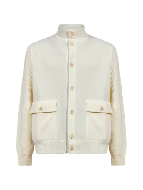 Lardini ribbed-knit high-neck jacket