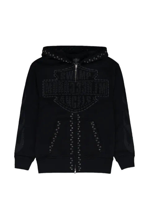 MURD333R.FM Chop333r rhinestone-embellished zip-up hoodie
