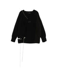 Isabel Benenato distressed V-neck sweater