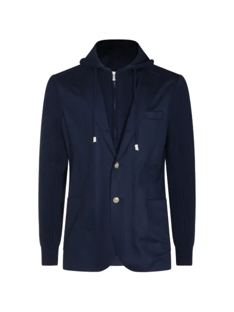 Eleventy hooded panelled wool jacket