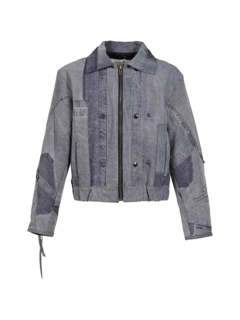 UNDER THE SIGN patchwork wax-coated jacket