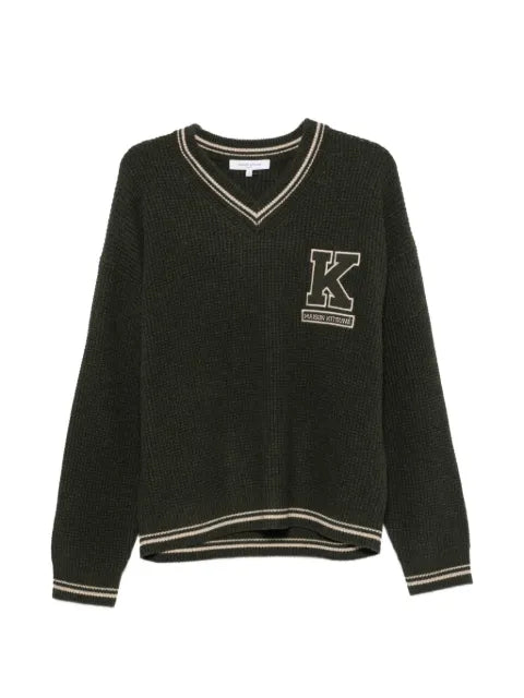 Maison Kitsuné logo-patch V-neck sweater