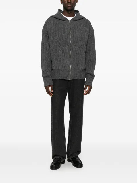 LC23 ribbed-knit zip-up cardigan
