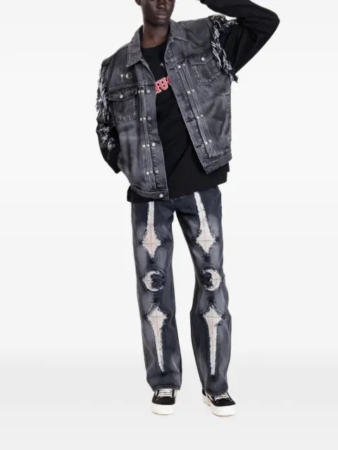 THUG CLUB TC Angels fringe-trim denim jacket