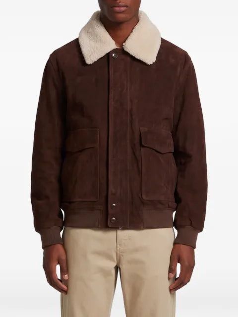 Arma Bari Gritty shearling-collar suede bomber jacket