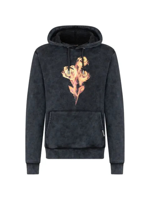 Roberto Cavalli rose-print cotton hoodie