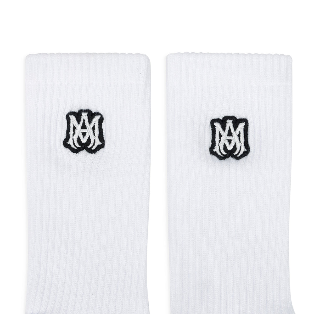 White/Black MA Embroidery Patch Socks