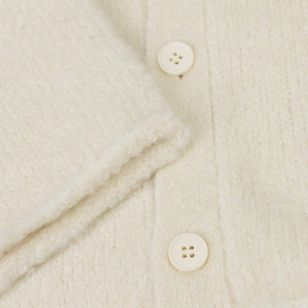 White Intarsia Knit Logo Cardigan