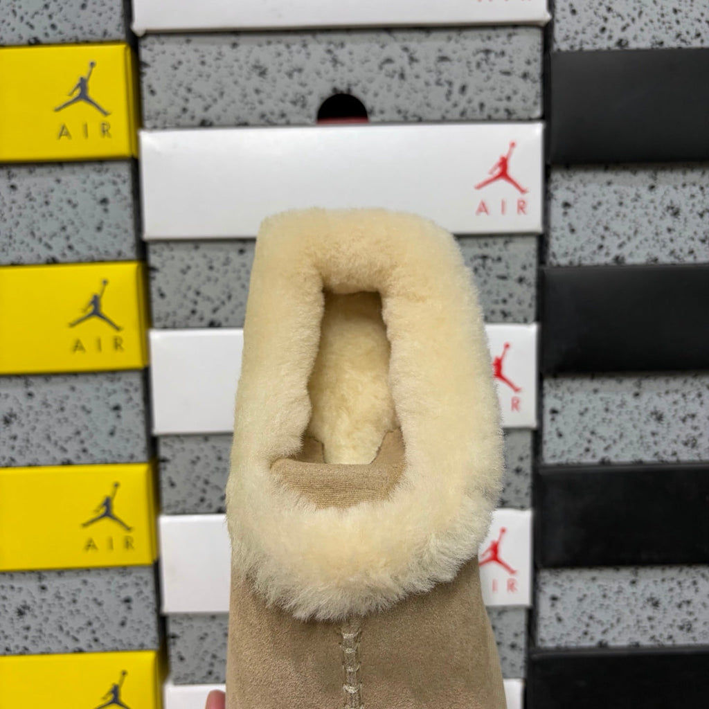 UGG Funkette Platform Clog – Women's Sherpa-Collar Suede Mule in Sand