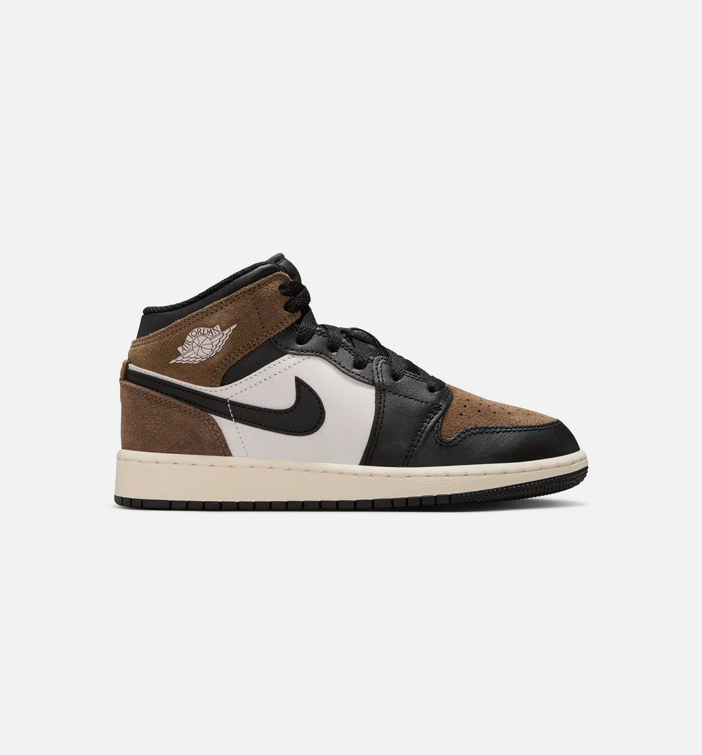 Air Jordan 1 Mid | Big Kids' Lifestyle Shoe | Black/Phantom/Light Brown/Varsity Red