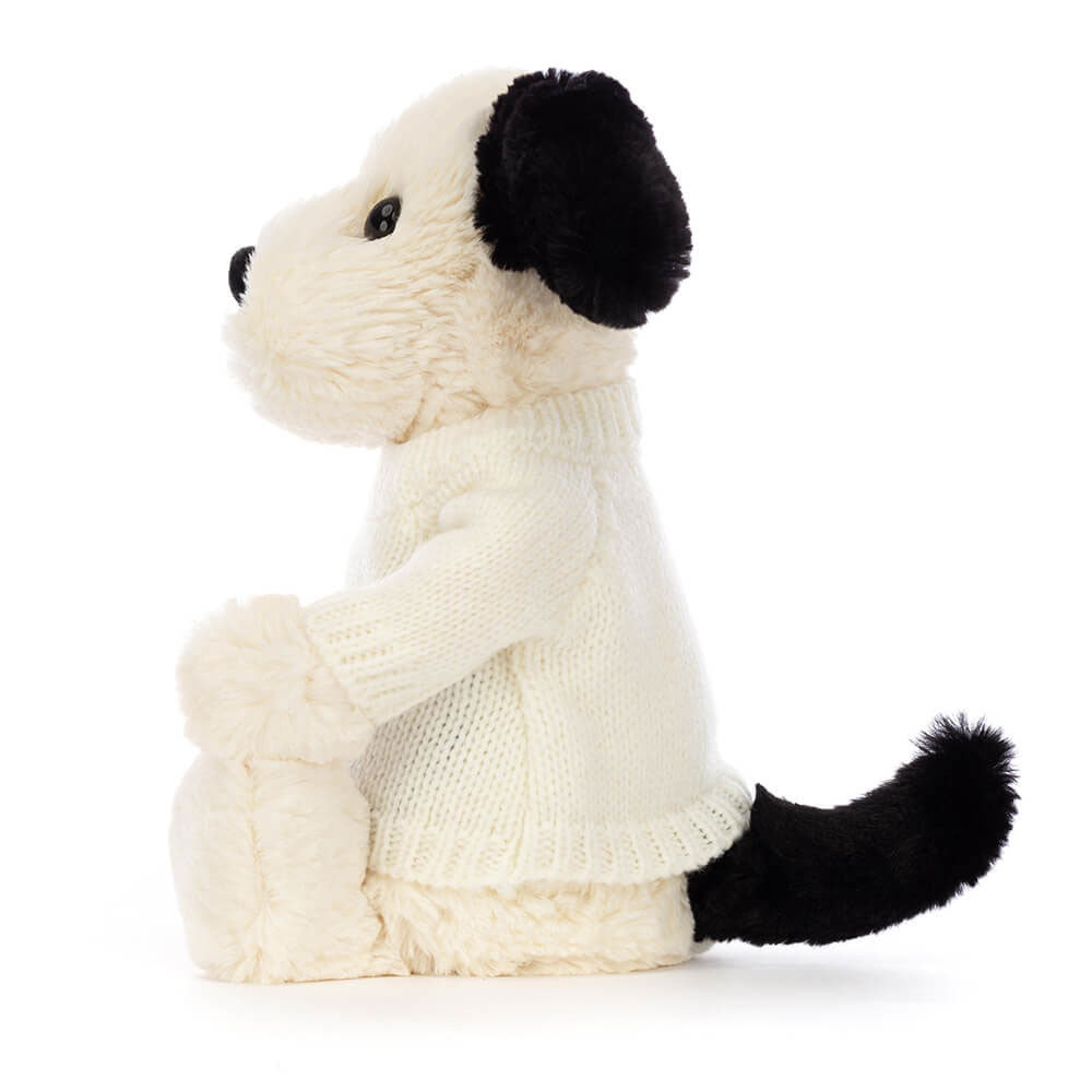 Bashful Black & Cream Puppy with Personalized Cream Jumper