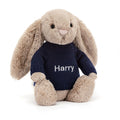 Bashful Beige Bunny with Personalized Navy Jumper