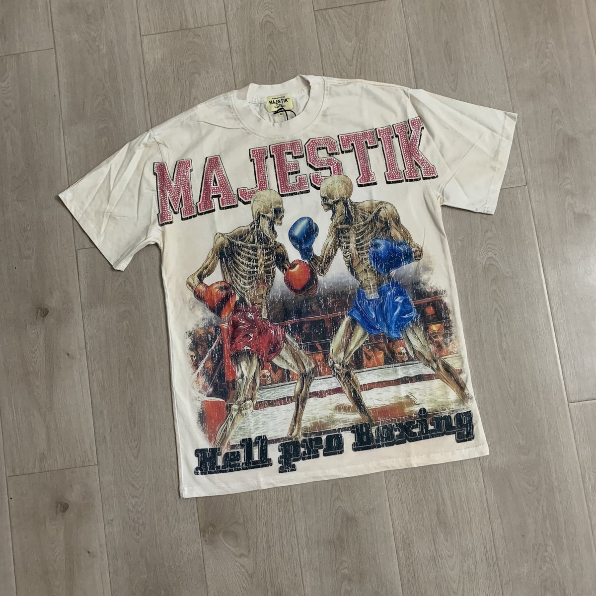 MAJESTIK Skeleton Boxing Graphic T-Shirt