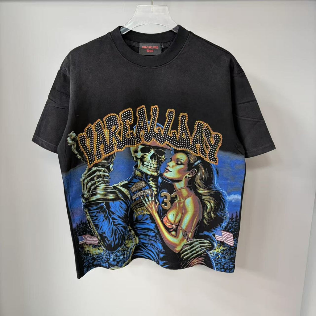 VARE ALL DAY Skeleton Racing Graphic T-Shirt