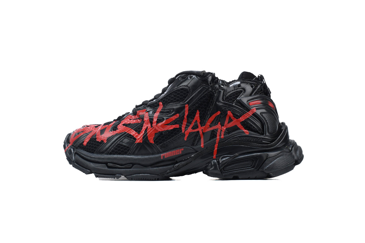 Balenciaga Runner Graffiti Black Red 677403W3RBQ1060