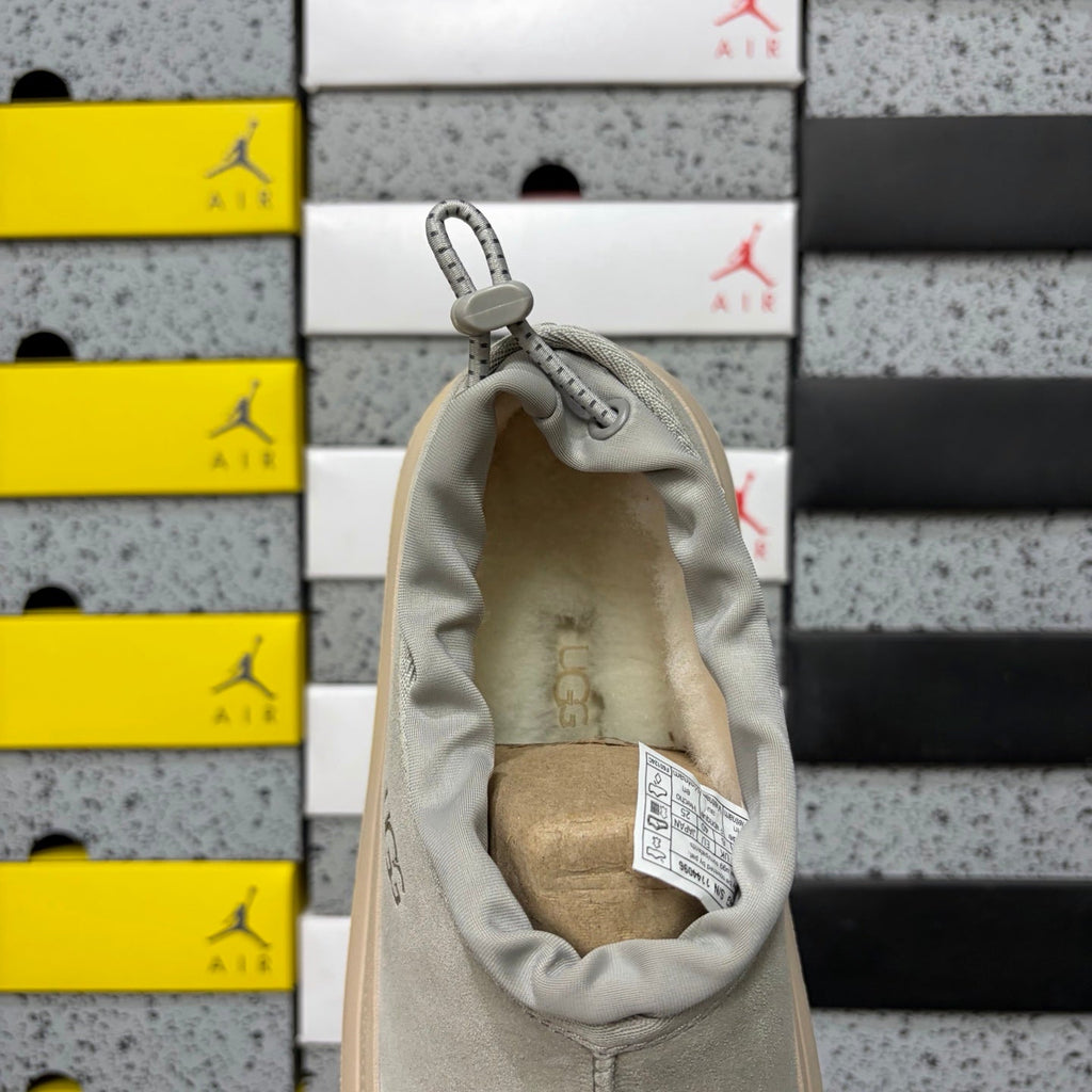 UGG Tasman Weather Hybrid Slip-On – Waterproof Suede Shoe with Shearling Lining, Drawstring Collar & All-Terrain Lug Sole in Grey