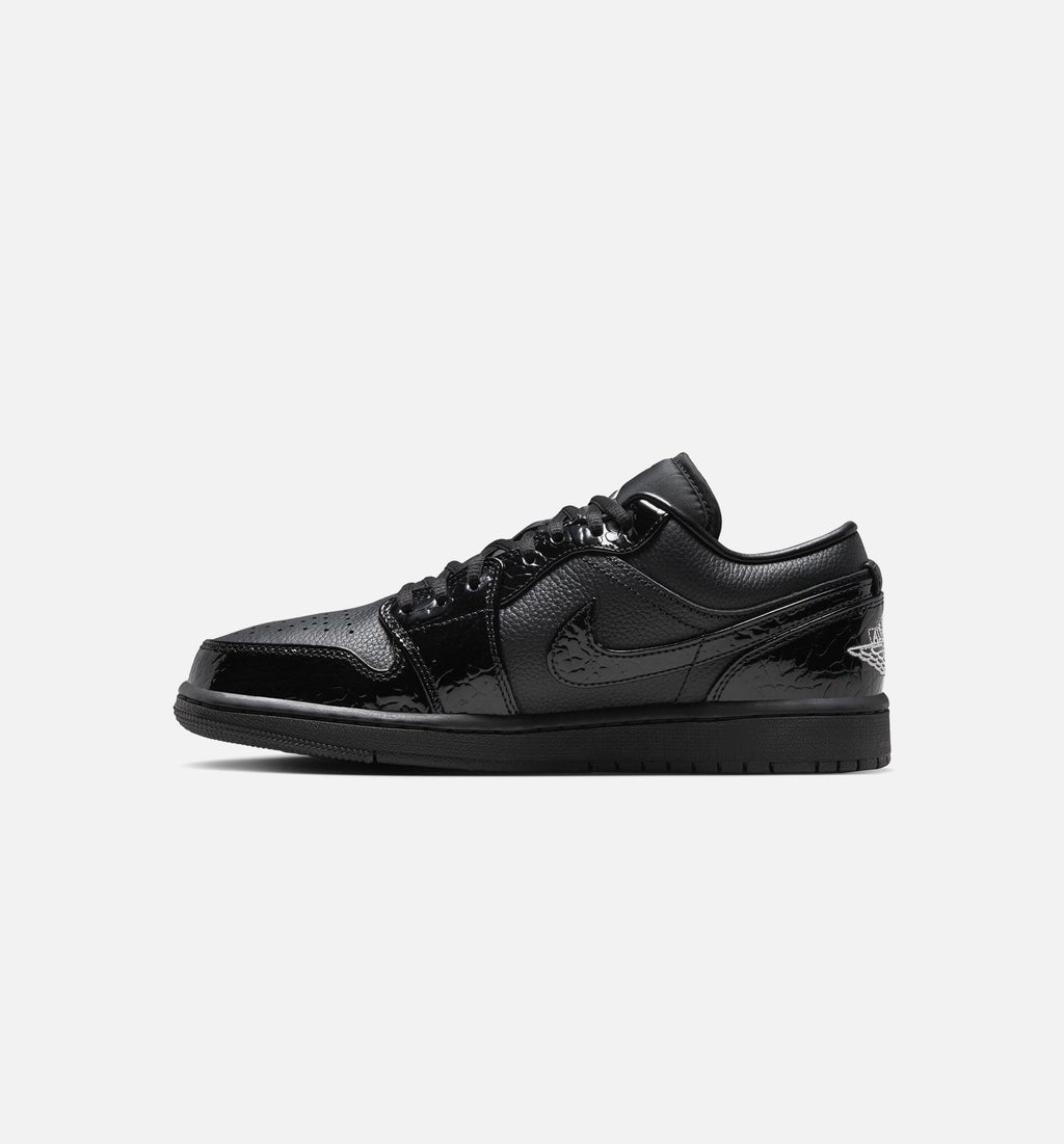 Air Jordan 1 Low Patent Elephant Women's Lifestyle Shoe – Black / White / Metallic Silver