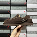 UGG Shearling Mule – Suede Clog with Plush Shearling Lining, Statement Silver Buckle Strap & Tonal Lug Sole in Chocolate