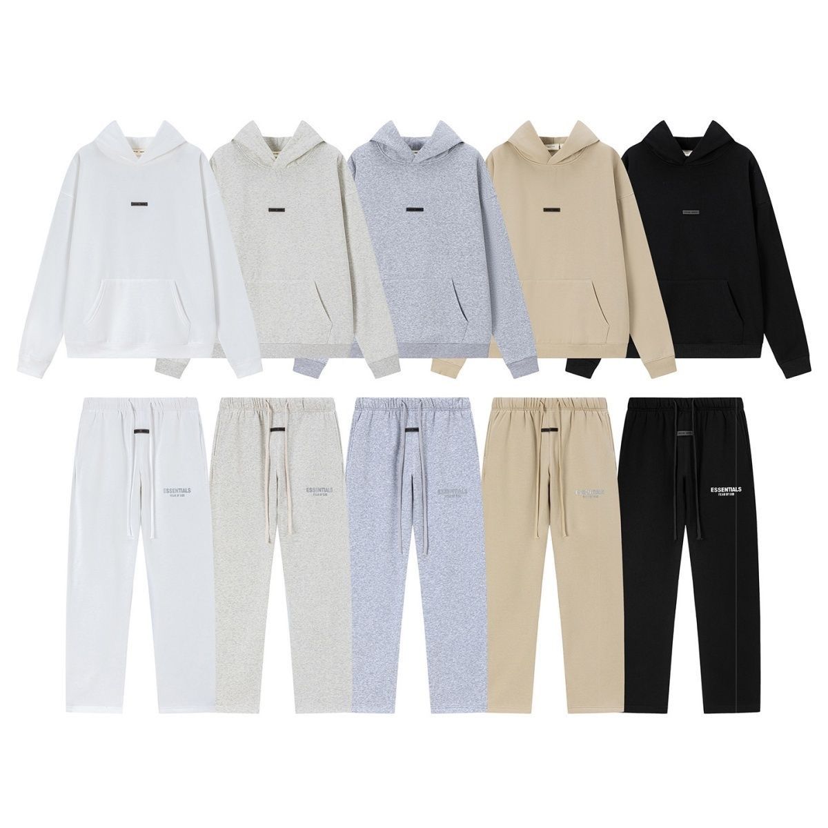 Fear Of God Essentials 3D Silicone Logo Fleece Hoodie Sweatpants Set