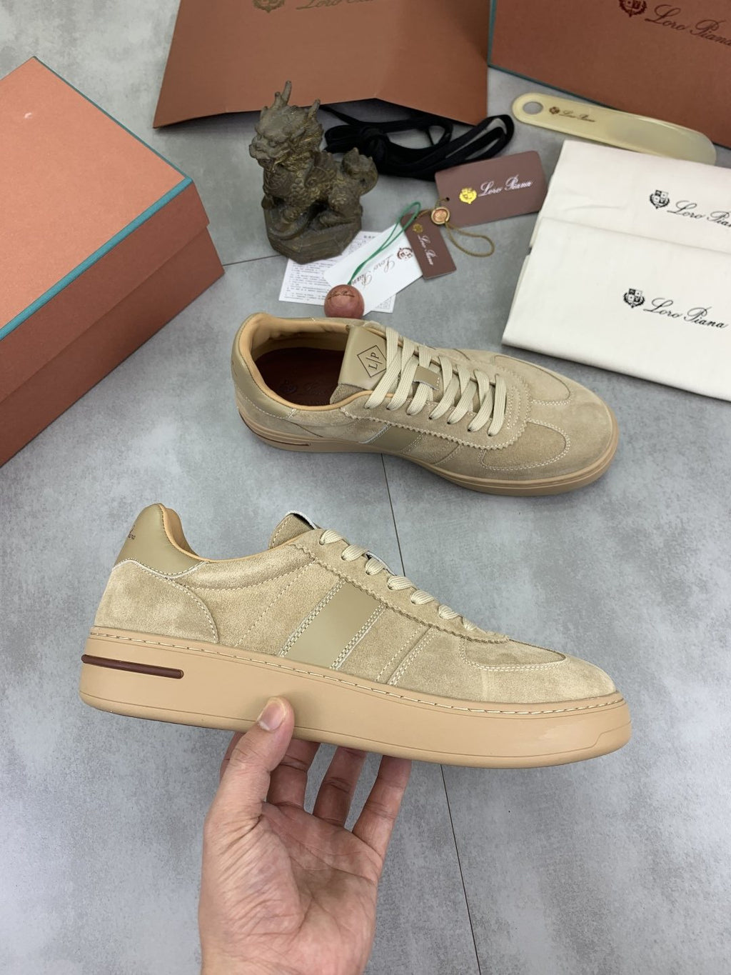 Loro Piana Beige Low-Top Sneakers