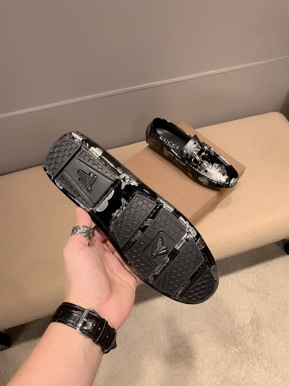 Gucci Butterfly Print Loafers