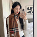 Burberry Brown Plaid Fringed Scarf