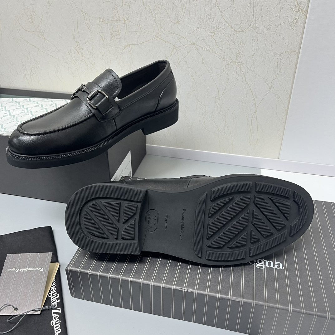 Ermenegildo Zegna Men's Black Leather Bit Loafers