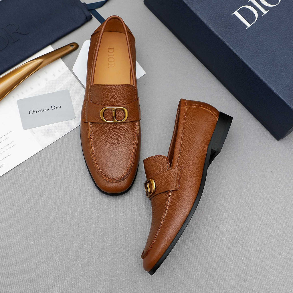 Dior Men's Pebbled Leather Hardware Loafers