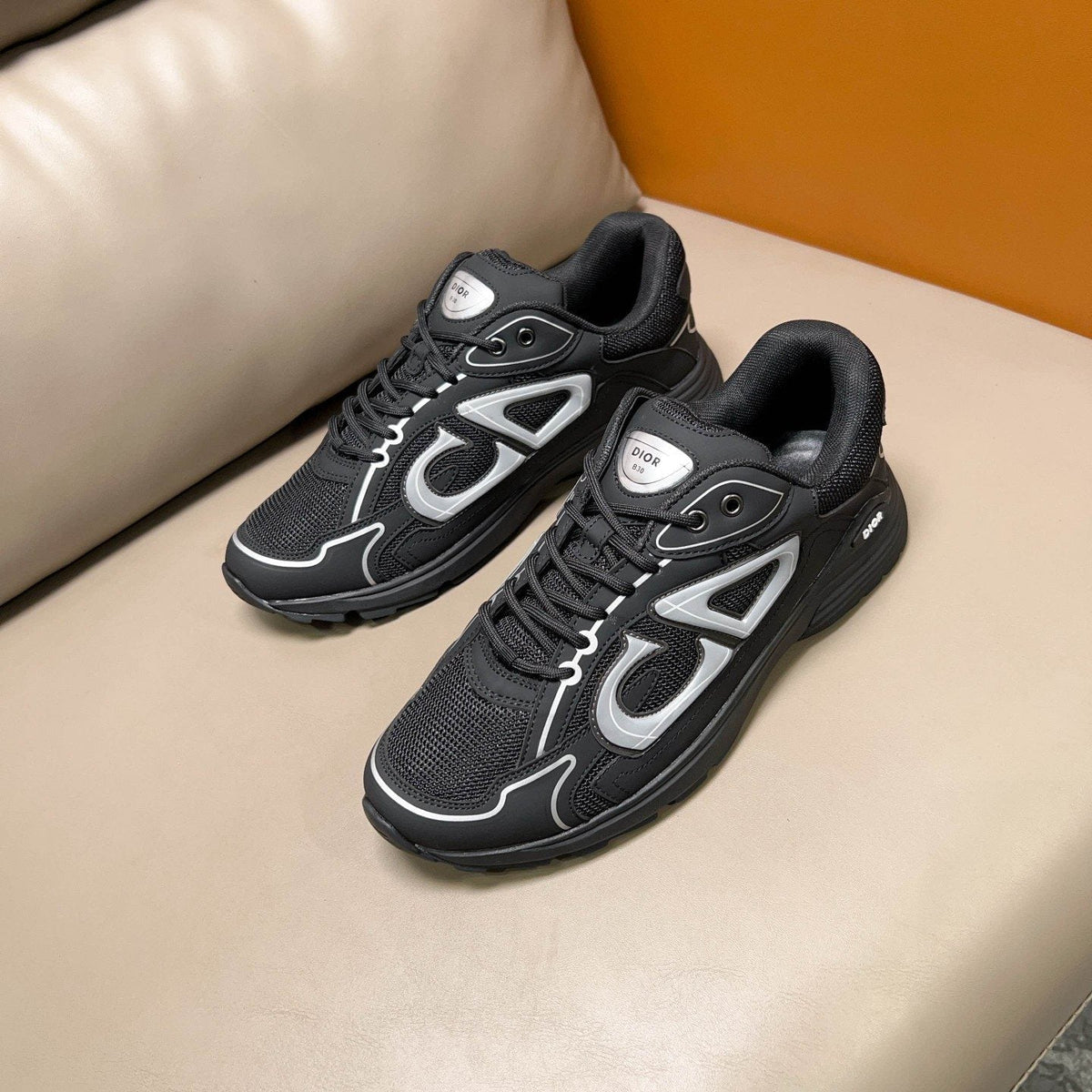 Dior Black and Dark Gray Mesh Sneakers