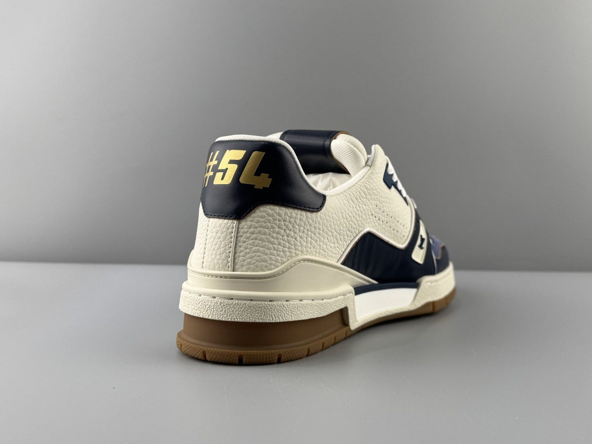 Louis Vuitton White & Navy Low-Top Sneakers