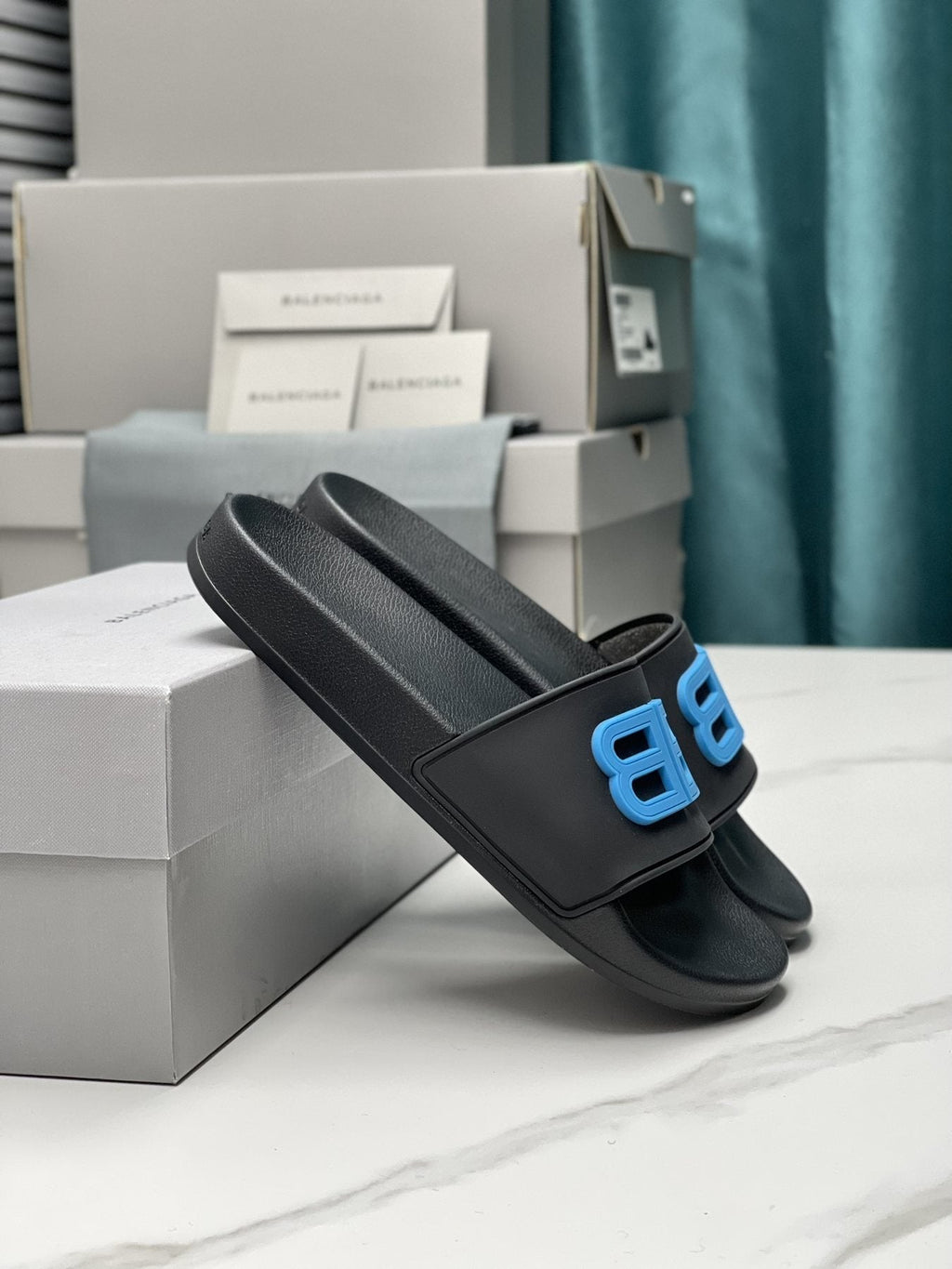 Balenciaga Logo Strap Slide Sandals