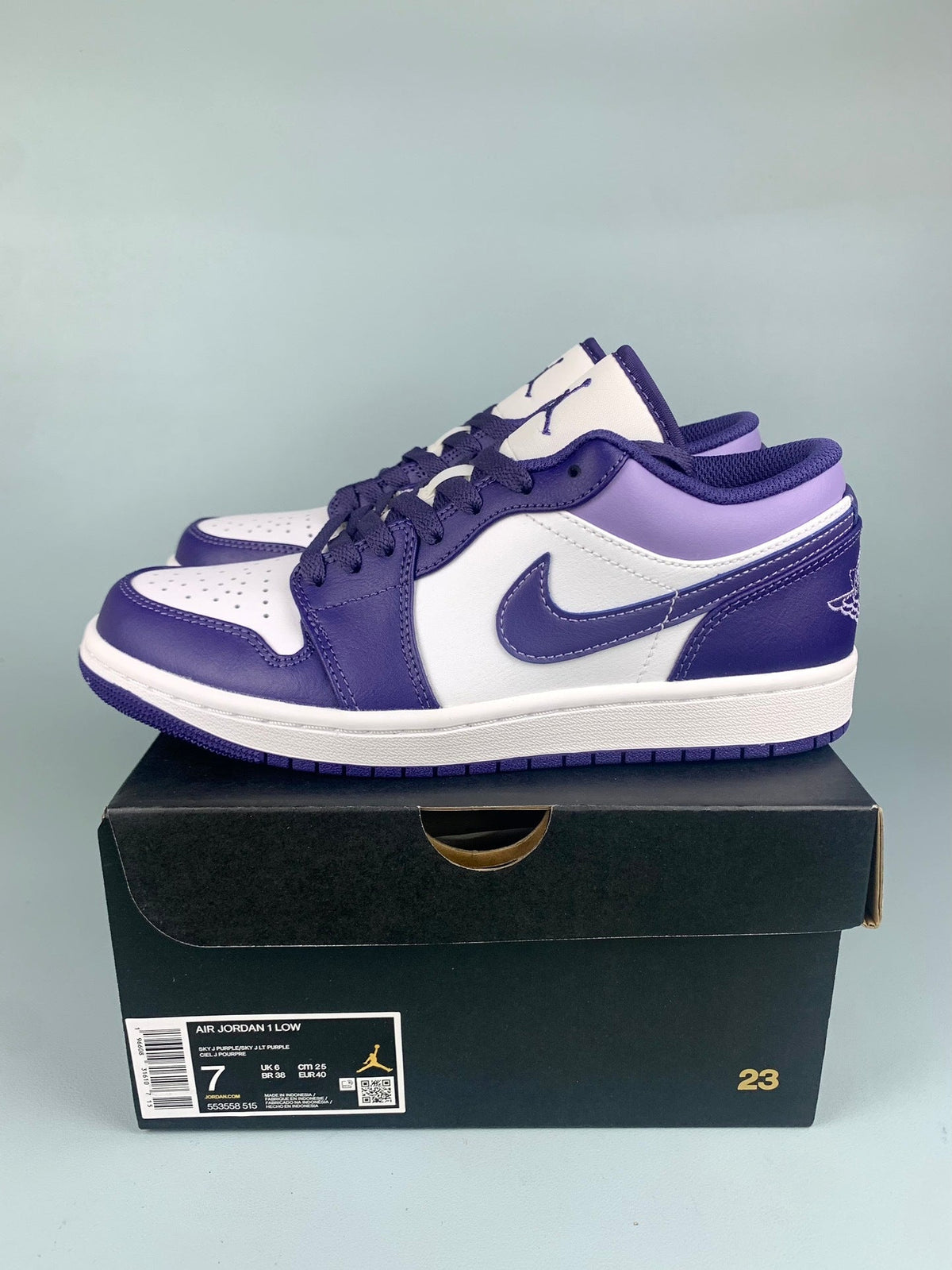 Air Jordan 1 Low White/Purple 553558-515 Unisex Sneakers