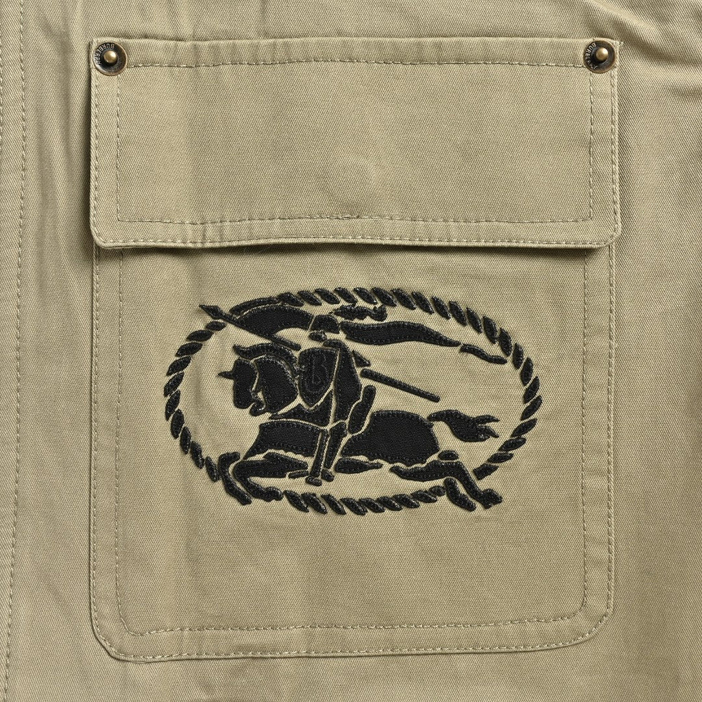Burberry BBR Leather Collar Equestrian Emblem Cargo Pocket Workwear Jacket