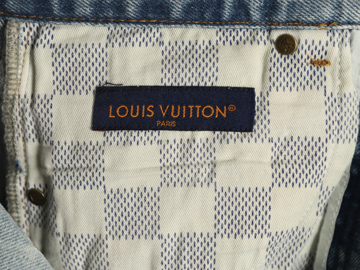 Louis Vuitton CVD Hardware Leather-Detail Skate Jeans - Light Blue