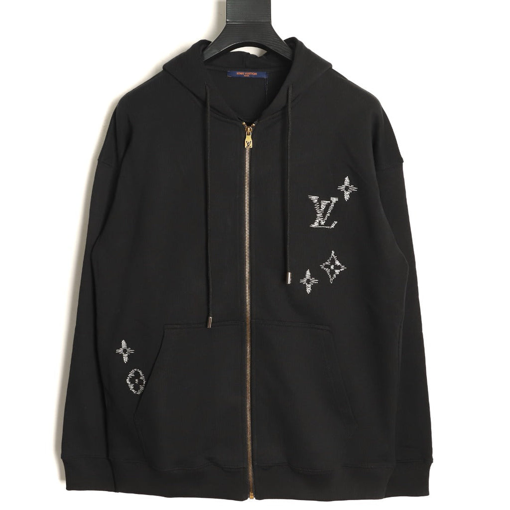 Louis Vuitton Sketch-Style Monogram Zip Hoodie - Black